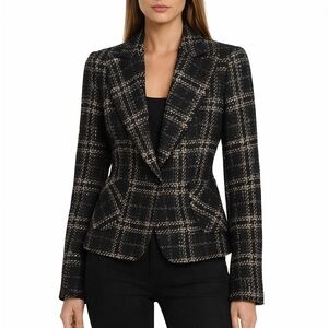 Zara Black tweed metallic plaid Blazer